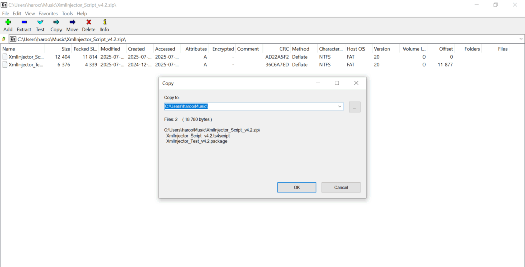 Image showing the XML Injector files are extracted